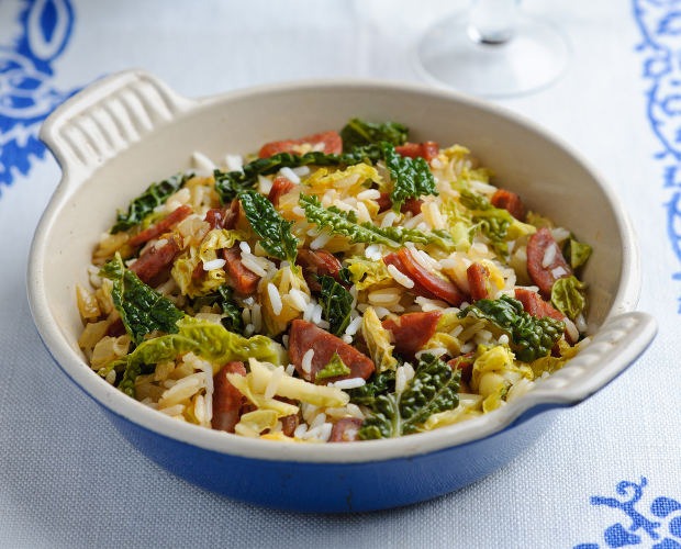 Savoy Cabbage with Chorizo, Shallots & Rice FOODLOVER